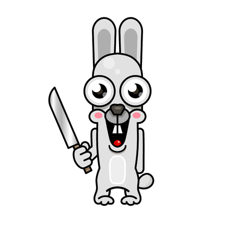 Halloween evil bunny rabbit knife, blade cartoon funny monster. Vector illustrationのイラスト素材