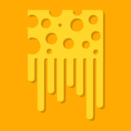 melted cheese on yellow background flat style realistic vector illustration.のイラスト素材
