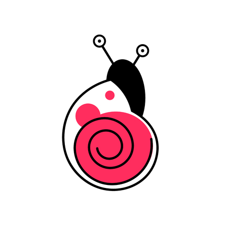Snail gastropod mollusk with red shell vector Illustration on a white backgroundのイラスト素材