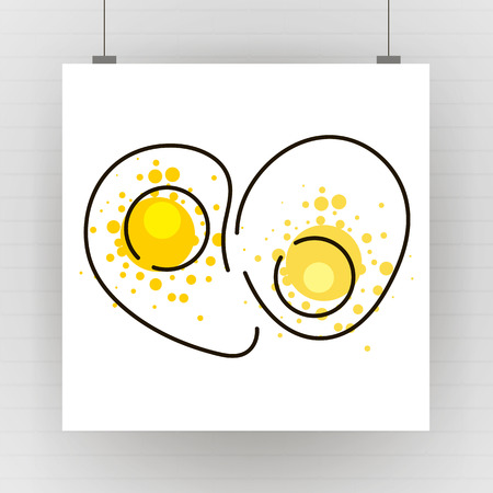 Vector drawing of scrambled eggs on a white canvas. Creative drawing.のイラスト素材