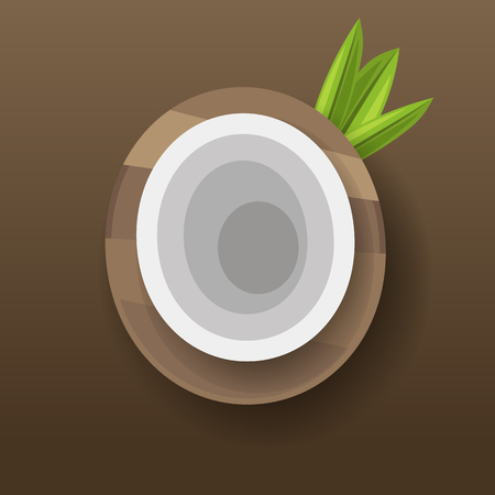 Coconut fruits poster in cartoon style. Depicting whole and half. fresh juicy. Vector illustration.のイラスト素材