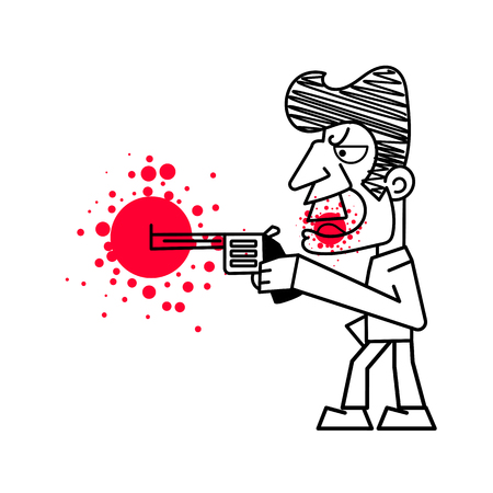 Killer with firearms vector illustration on white background.のイラスト素材