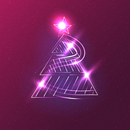 Christmas trees on a dark background. Vector illustration.のイラスト素材