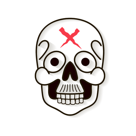 skull logo line on white background vector illustrationのイラスト素材