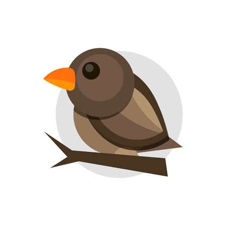Vector flat illustration of colorful sparrow on white background. Element for design. Cartoon. Little bird.のイラスト素材