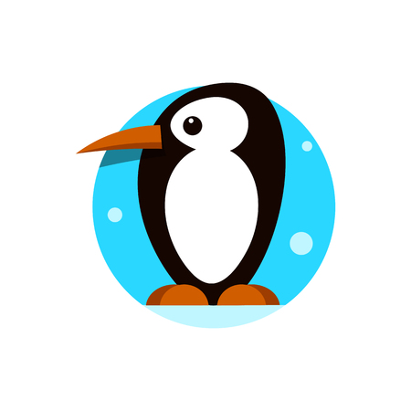 Cute penguin icon in flat style. Cold winter symbol. Antarctic bird, animal illustration.のイラスト素材