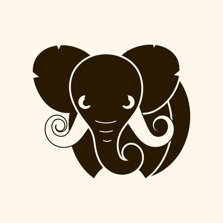 African safari elephant logo - vector illustration, emblem design on dark background.のイラスト素材