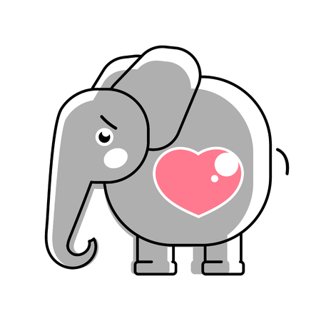 Baby Elephant With A Heart Vector For Children's Clothes.のイラスト素材