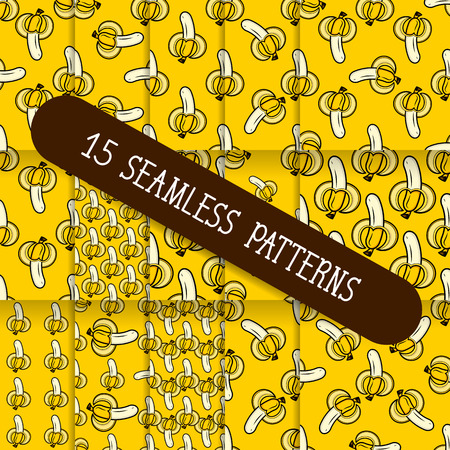 A Set Of Fifteen Seamless Patterns For Your Products And Business. Vector Illustrationのイラスト素材