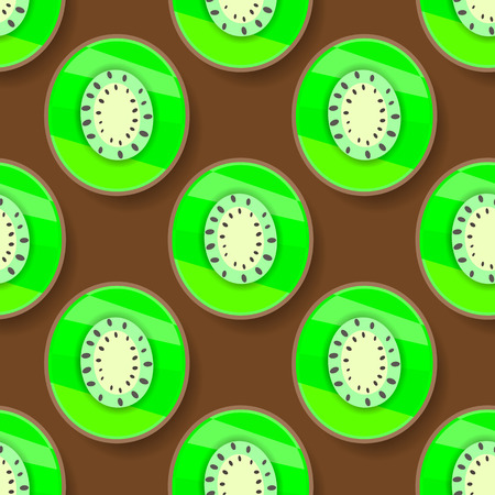 Vector Seamless Background With Green Kiwi For Your Products And Business. Vector Illustrationのイラスト素材