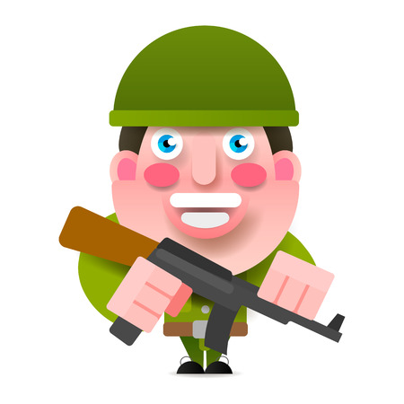 Soldier With Gun And Paint Vector Illustration On White Backgroundのイラスト素材