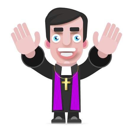 Illustration Of A Priest Icon Flat Design. Cartoon Illustration Of Priest Vector Icon For Webのイラスト素材