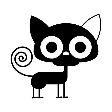 Cartoon Black Cat Drawing Cute Cat Illustration. Funny Halloween Clip Art Design.のイラスト素材