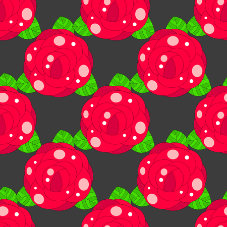 Seamless floral pattern with red rose , Vector Illustration.のイラスト素材