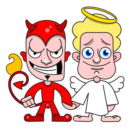Angel And Demon Good And Evil Vector Illustration For T-shirtのイラスト素材