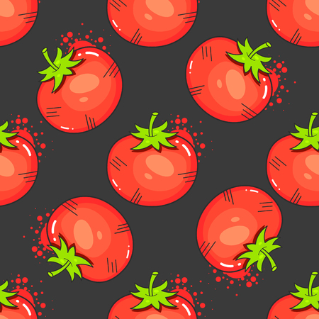 Vintage Red Tomatoes On Seamless Pattern Vector Illustrationのイラスト素材