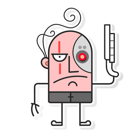 Cartoon cyborg. Battle cyborg. Cartoon vector illustration Vectorのイラスト素材