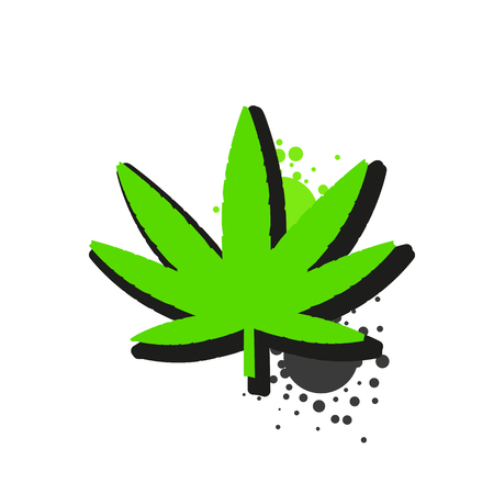 Medical Cannabis  With Marijuana Leaf Watercolor Style Vector Illustrationのイラスト素材