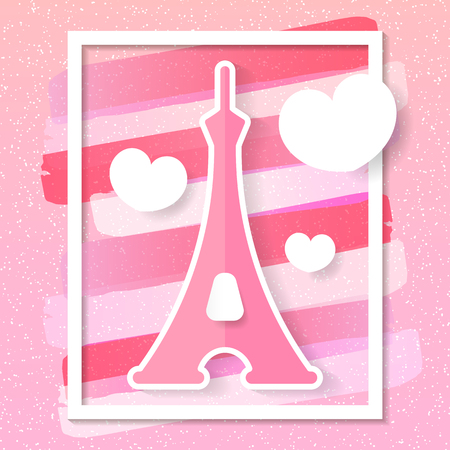 Paris City Skyline In Style Of Paper Cut. Vector Illustrationのイラスト素材