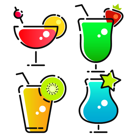 Vector Design Of Cocktail And Drink Logo. Set Of Cocktail And Ice Stock Symbol For Web.のイラスト素材