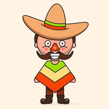 Mexican cartoon Man, Ready For Your Design, Greeting Card, Banner. Vector Illustrationのイラスト素材