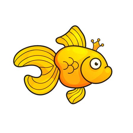Vector Illustration Isolated On Background Goldfish Aquarium Fish Silhouette Illustration. Colorful Cartoon Flat Aquarium Fish Icon For Your Designのイラスト素材