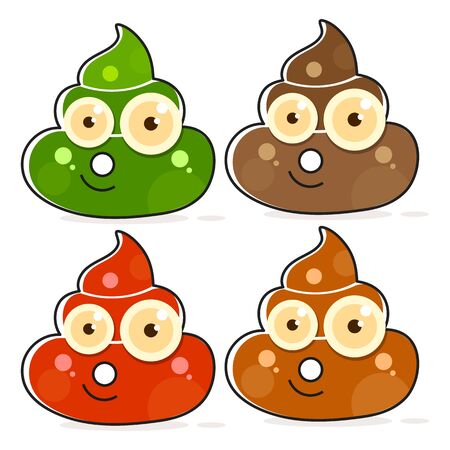 Vector Set of Cartoon Brown Poop. Shit Variations.のイラスト素材