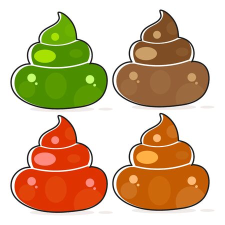Vector Set of Cartoon Brown Poop. Shit Variations.のイラスト素材