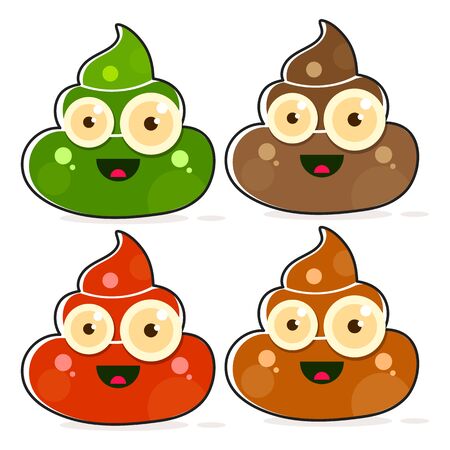 Vector Set of Cartoon Brown Poop. Shit Variations.のイラスト素材