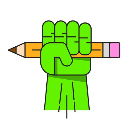 Green Hand With Pencil Vector Illustration For Your Designのイラスト素材