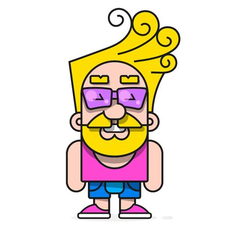 Fashionable Hipster With Glasses And Stylish Hair Background Image To Create Buttons, Banners, Graphics.のイラスト素材