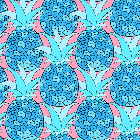 Pineapples seamless pattern. Tropical background. Vector illustration. Ready For Your Design, Greeting Card, Bannerのイラスト素材