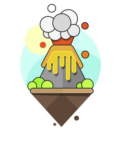 Volcano On An Island With Smoke Ready For Your Design, Greeting Cardのイラスト素材