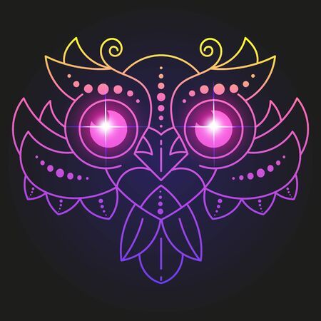 Abstract Image Owl Bird In The Form Of A Starry Sky Or Space, Consisting Of Points, Lines, And Shapes In The Form, Stars And The Universe. Vector Illustrationの写真素材