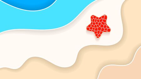 Abstract Beach Background Paper Style Summer Holiday Vector Illustrationのイラスト素材
