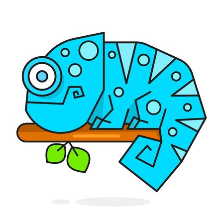Chameleon Lizard Rainbow Color Cartoon Character Graphic Illustrationのイラスト素材