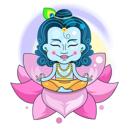 Vector Design Of Krishna On The Background Of Happy Holiday Janmashtami Festivalのイラスト素材