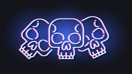 Neon, Skull, Mexican Holiday Day Of The Deadのイラスト素材