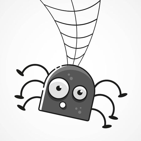 Cute Spider And Webs Over Gray Background Vector Illustrationのイラスト素材