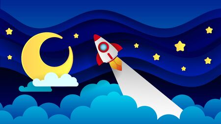 Magic Illustration With Moon And Different Elements Of Space. Stars, Space, Planets. Vector Illustrationのイラスト素材