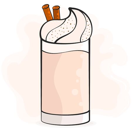 Vector Illustration For Printing Eggnog Cup Festive Cocktail For Kids And Adultsのイラスト素材