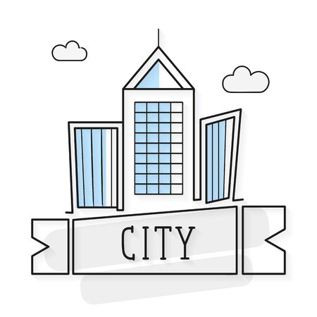 Illustration Of Building And City, City Scene Vector Illustration On White Background. Vector Illustration Suitable For Greeting Card, Poster Or T-shirt Printing.のイラスト素材