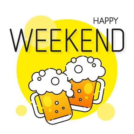 Colorful Vector Happy Weekend Background Suitable For Greeting Card, Poster Or T-shirt Printing.のイラスト素材