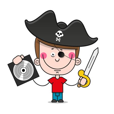 Pirate CD Vector Illustration On White Background Vector Suitable For Greeting Card, Poster Or T-shirt Printing.のイラスト素材