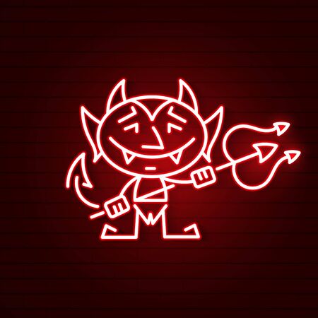 Fantasy Neon Devil, Great Design For Any Purpose. Happy Face Symbol. Smiley. Abstract Vector Illustrationのイラスト素材
