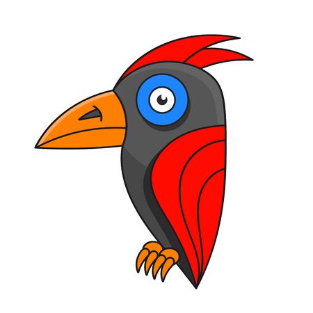 Abstract Woodpecker On White Background.  Vector Illustration Suitable For Greeting Card, Poster Or T-shirt Printing.のイラスト素材