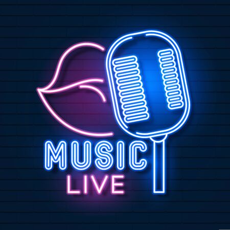 Vintage Live Music Vector Poster Template. Perfect For Advertising Concerts In Clubs, Bars, Pubs And Public Places Music Themed Wall Art With Cool Letteringのイラスト素材