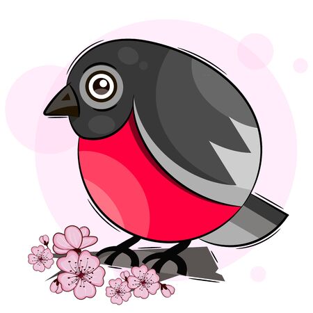Singing Bird Vector Illustration Suitable For Greeting Card, Poster Or T-shirt Printing.のイラスト素材