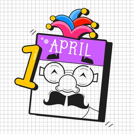 April Fools Day Text And Funny Glasses Vector Illustration For Greeting Card, Ad, Promotion, Poster, Flier, Blog, Article, Marketing, Signage, Emailのイラスト素材
