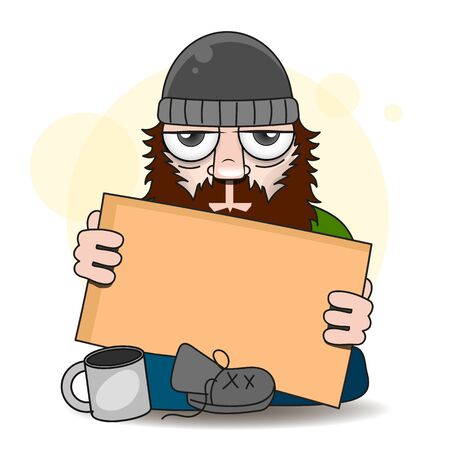 Homeless Vector Illustration Suitable For Greeting Card, Poster Or T-shirt Printing.のイラスト素材